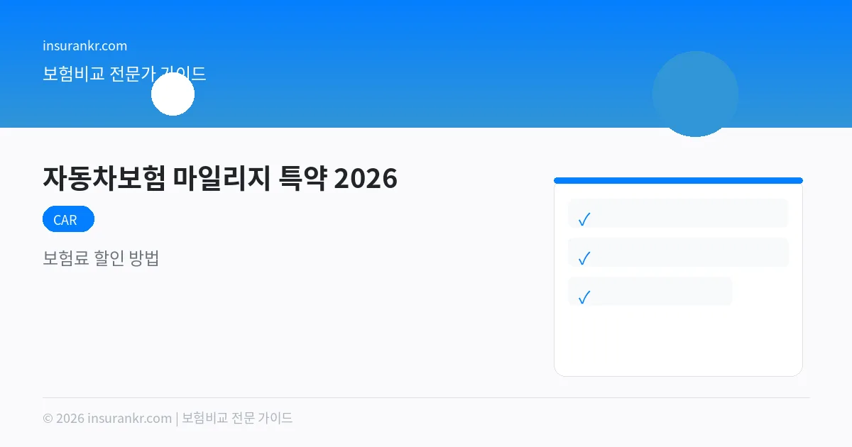 자동차보험 마일리지 특약 2026 — 주행 적으면 최대 35% 할인