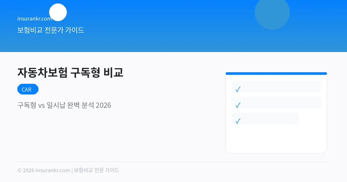 자동차보험 구독형 비교 — 구독형 vs 일시납 완벽 분석 2026