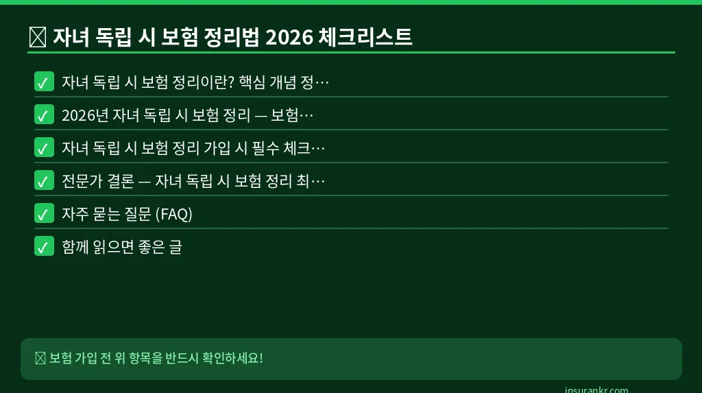 자녀 독립 시 보험 정리법 2026 체크리스트