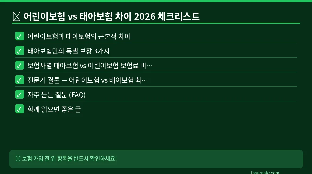 어린이보험 vs 태아보험 차이 2026 체크리스트