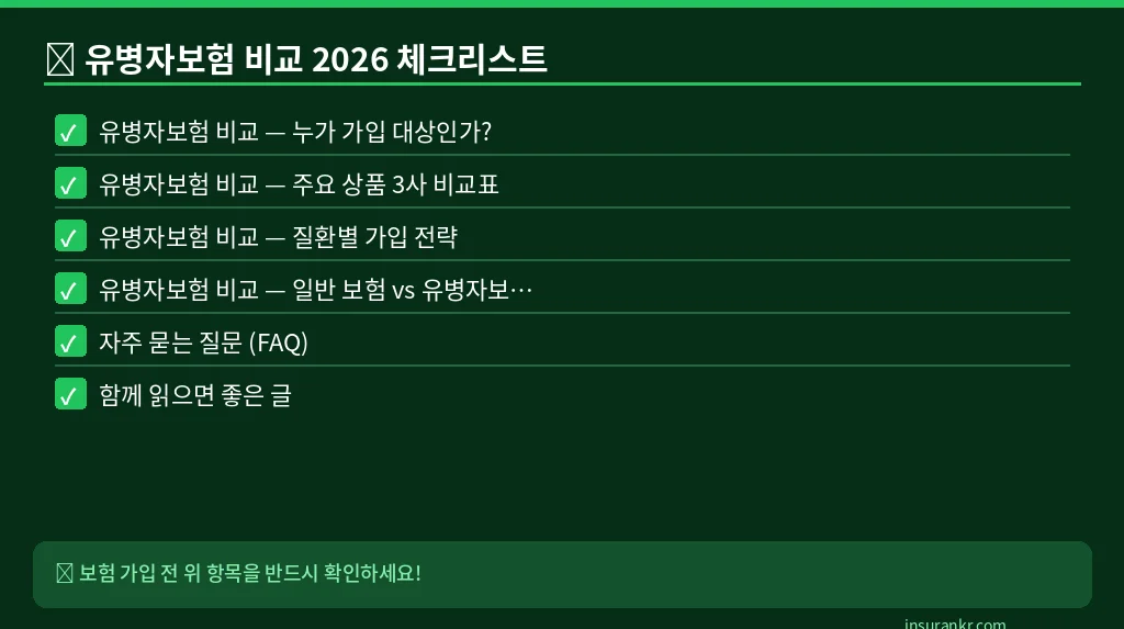 유병자보험 비교 2026 체크리스트