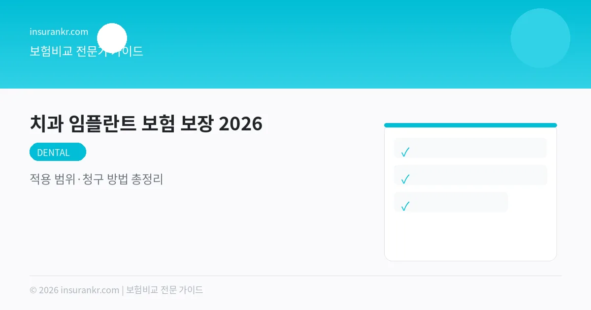 치과 임플란트 보험 보장 2026 — 적용 범위·청구 방법 총정리