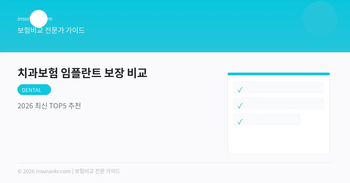치과보험 임플란트 보장 비교 — 2026 최신 TOP5 추천