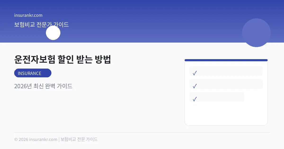 운전자보험 할인 받는 방법 — 2026년 최신 완벽 가이드