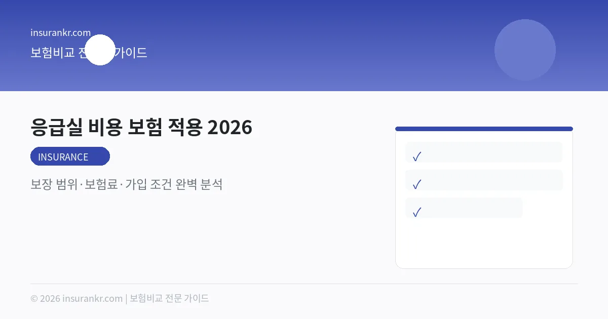 응급실 비용 보험 적용 2026 — 보장 범위·보험료·가입 조건 완벽 분석