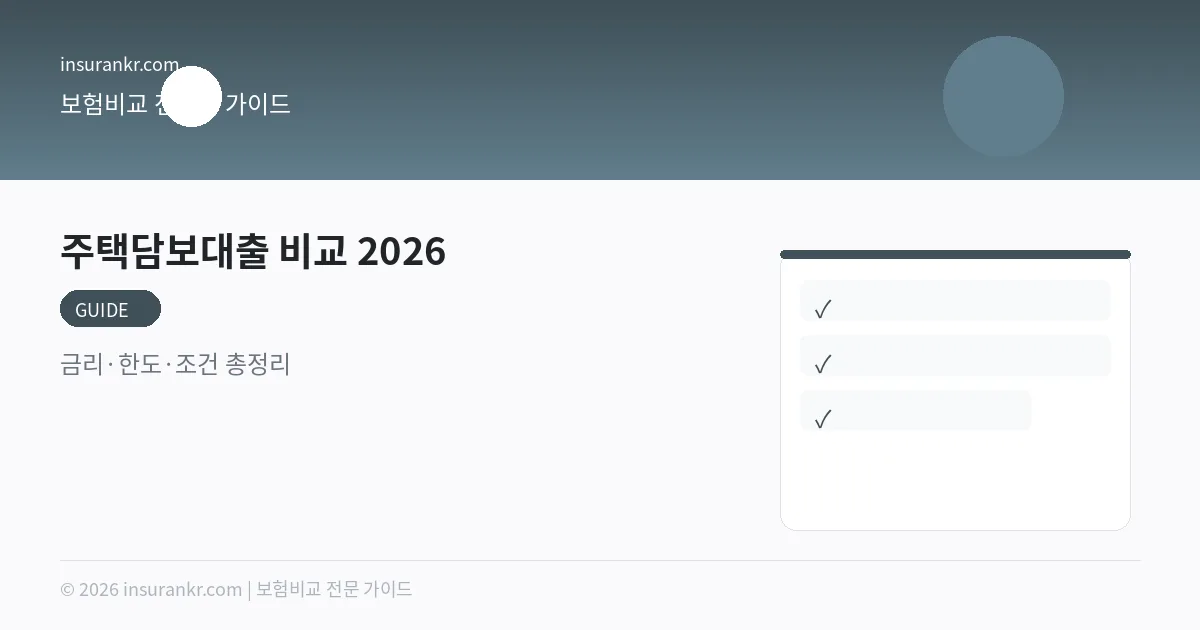 주택담보대출 비교 2026 — 금리·한도·조건 총정리