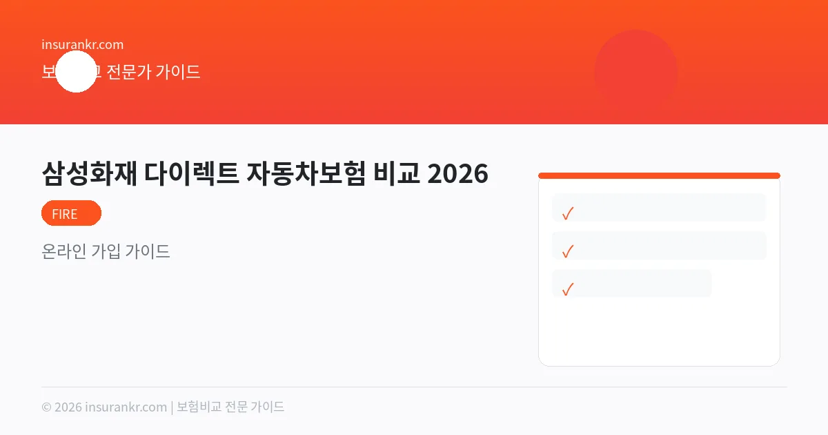 삼성화재 자동차보험 비교 2026 — 보험료 절약 핵심 가이드
