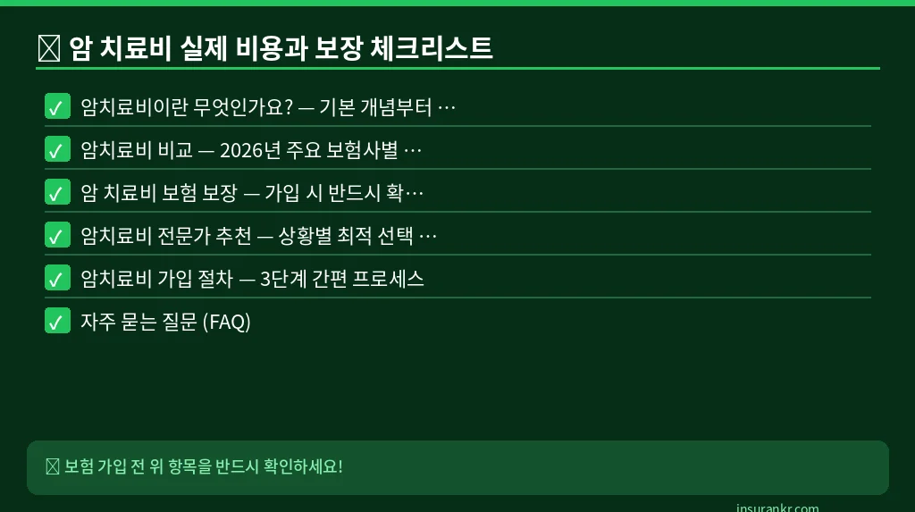 암 치료비 실제 비용과 보장 체크리스트