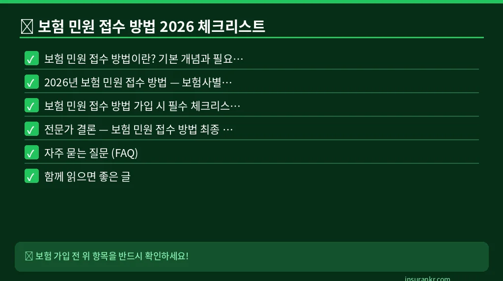보험 민원 접수 방법 2026 체크리스트