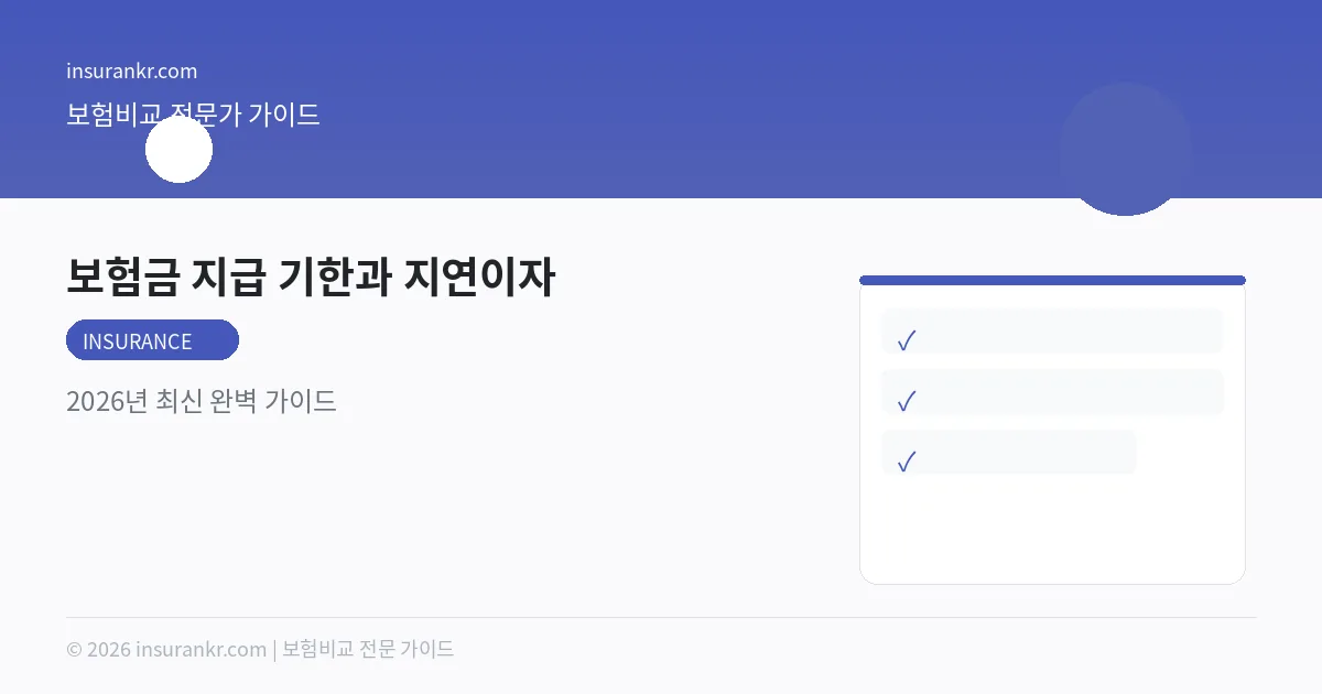 보험금 지급 기한과 지연이자 — 2026년 최신 완벽 가이드