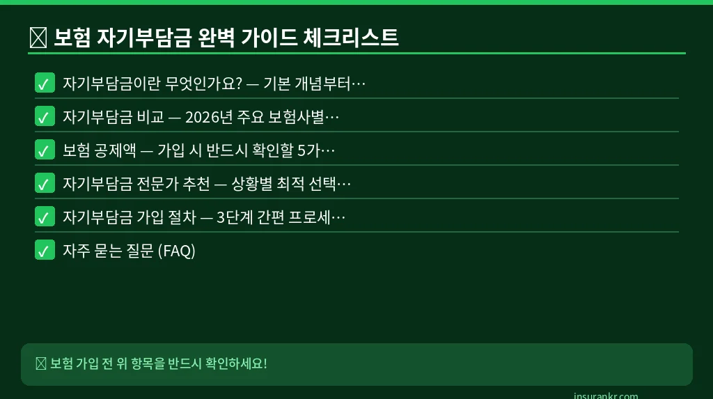 보험 자기부담금 완벽 가이드 체크리스트