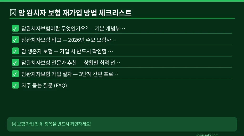 암 완치자 보험 재가입 방법 체크리스트