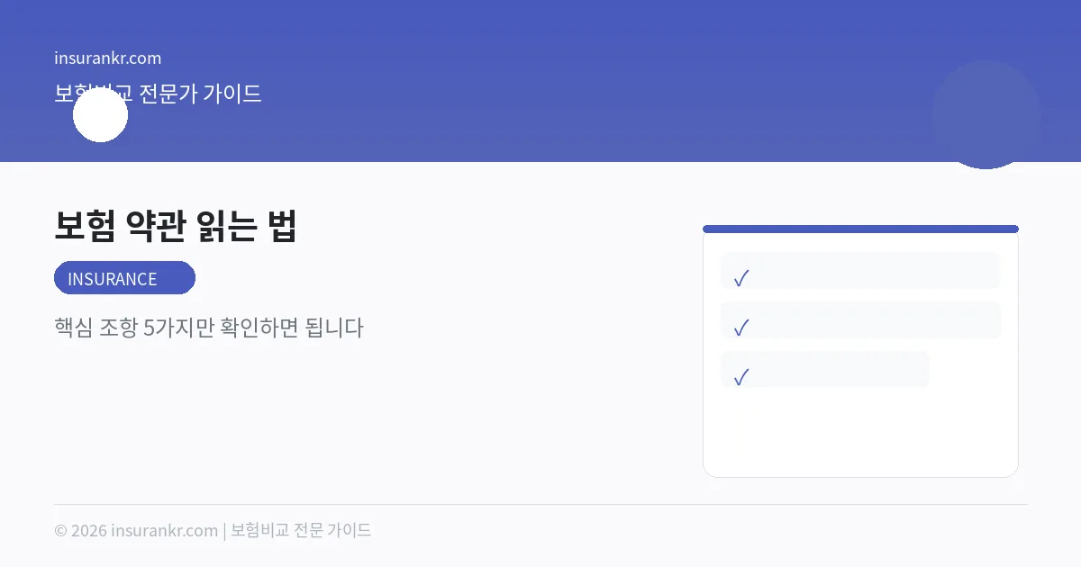 보험 약관 읽는 법 — 핵심 조항 5가지만 확인하면 됩니다