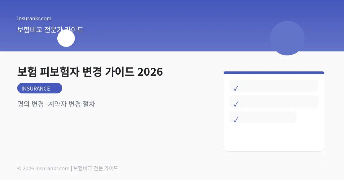 보험 피보험자 변경 가이드 2026 — 명의 변경·계약자 변경 절차