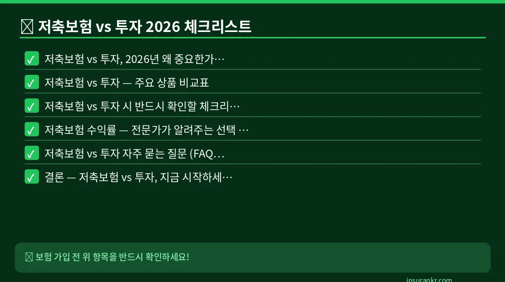 저축보험 vs 투자 2026 체크리스트