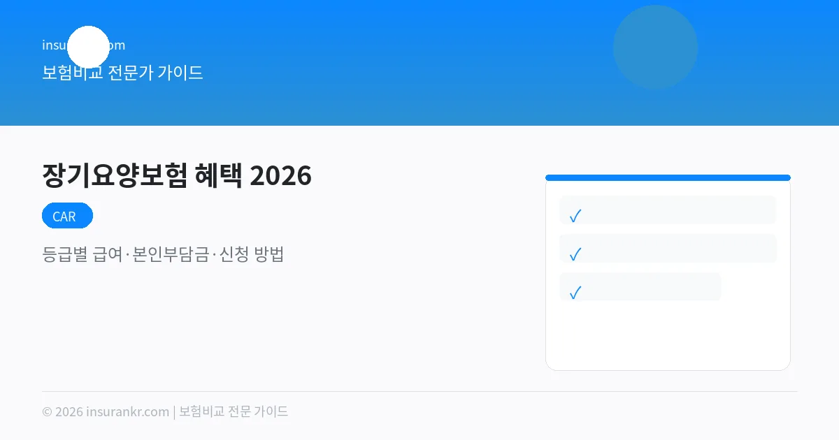 장기요양보험 혜택 2026 — 등급별 급여·본인부담금·신청 방법