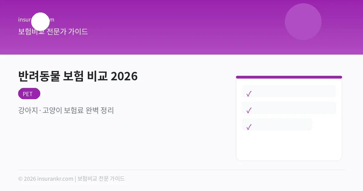 반려동물 보험 비교 2026 — 수술비 100% 보장 월 2만원대 TOP3