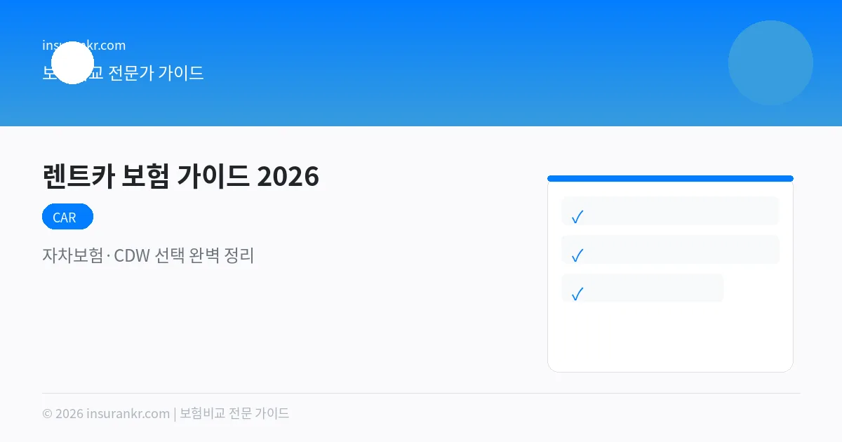 렌트카 보험 가이드 2026 — 자차보험·CDW 선택 완벽 정리