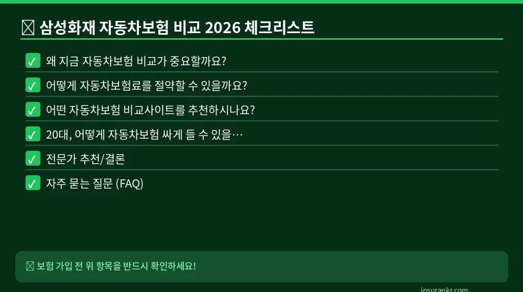 삼성화재 자동차보험 비교 2026 체크리스트