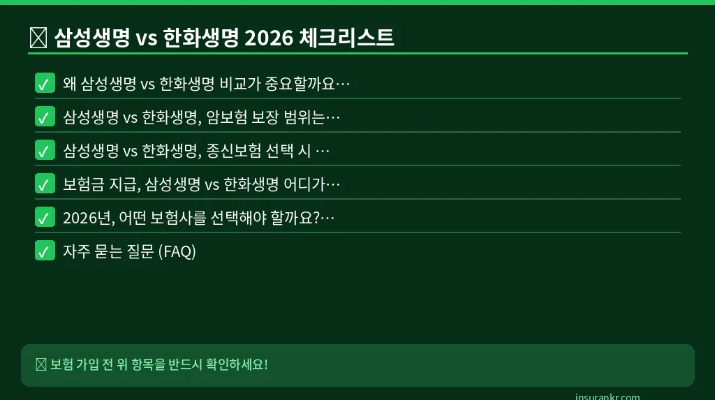 삼성생명 vs 한화생명 2026 체크리스트