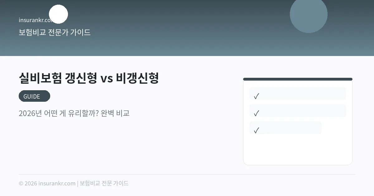 실비보험 갱신형 vs 비갱신형 — 2026년 어떤 게 유리할까? 완벽 비교