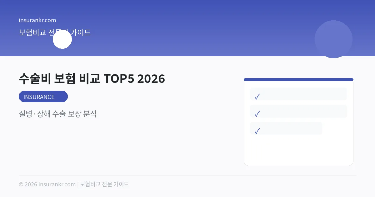 수술비 보험 비교 TOP5 2026 — 질병·상해 수술 보장 분석