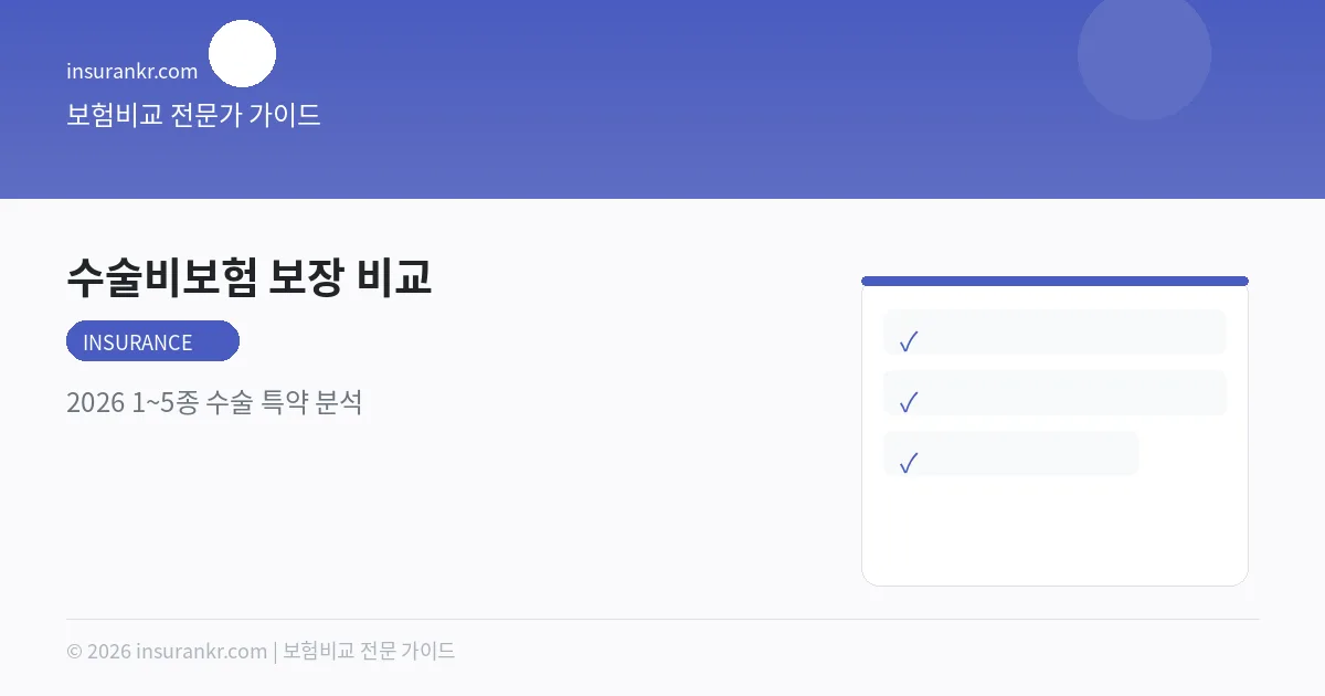 수술비보험 보장 비교 — 2026 1~5종 수술 특약 분석