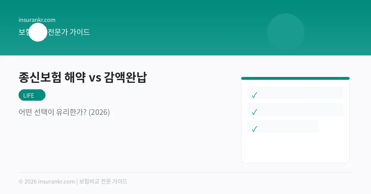 종신보험 해약 vs 감액완납 — 어떤 선택이 유리한가? (2026)